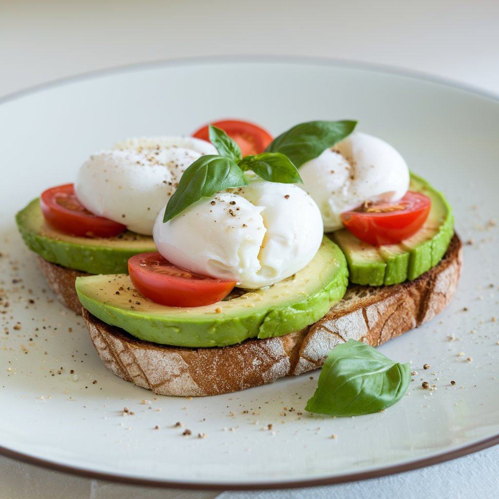 Avocado Toast with Poached Eggs and Veggies