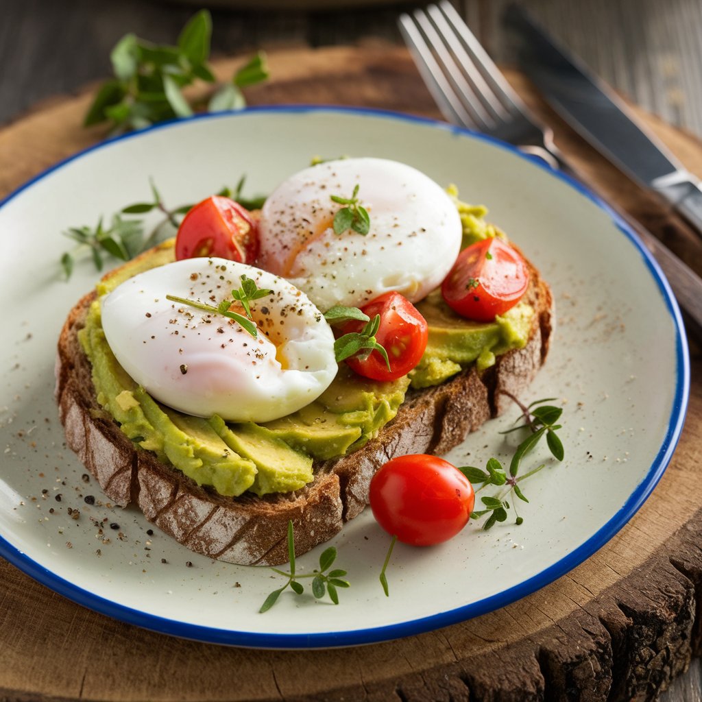 Avocado Toast with Poached Eggs and Veggies