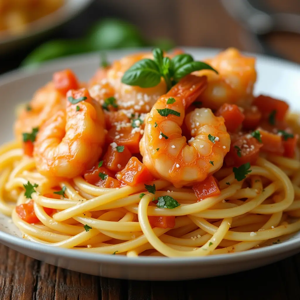 Cheesy Shrimp Spaghetti