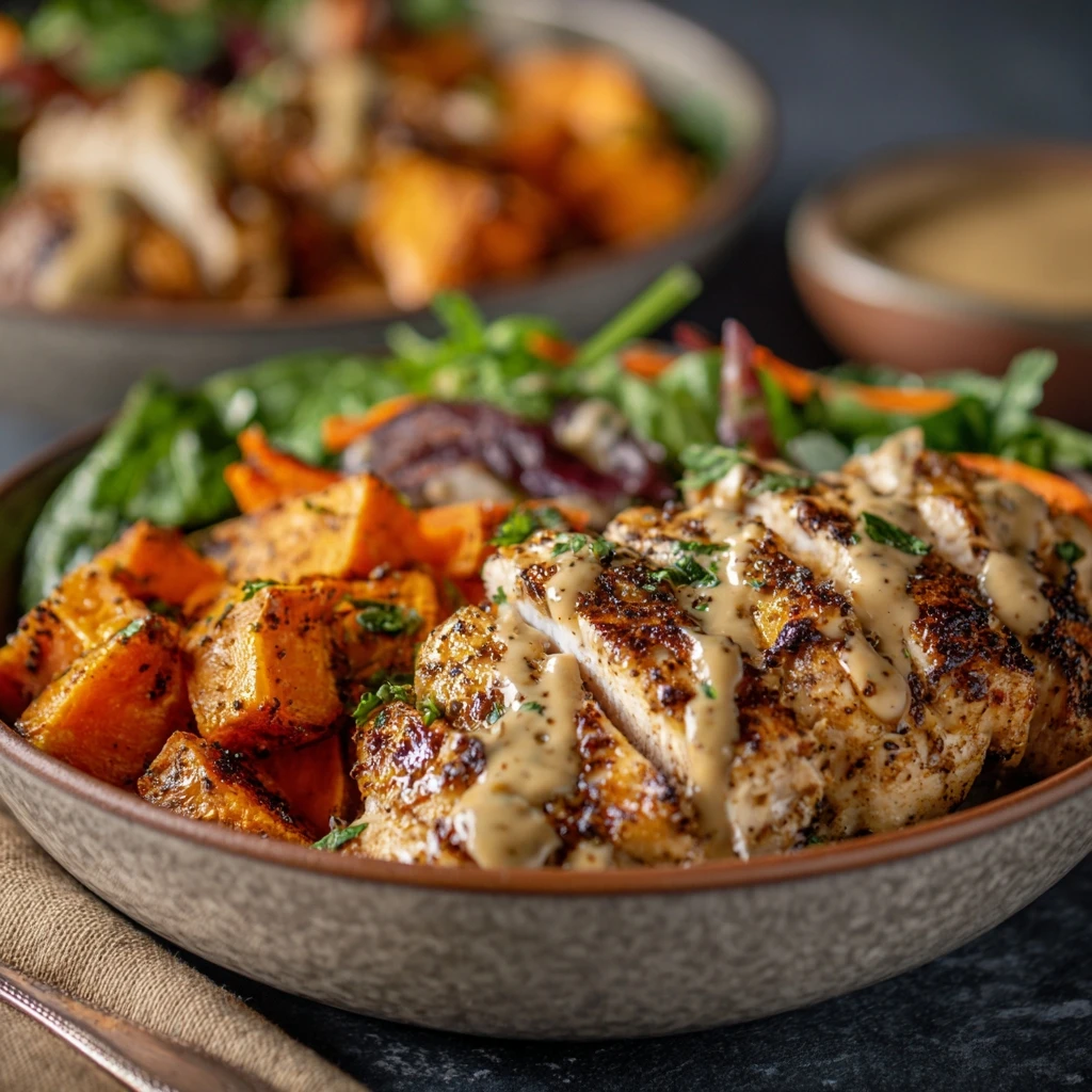 Maple Dijon Chicken Bowls Maple Dijon Chicken Recipe Maple Dijon Chicken Roasted Sweet Potato
